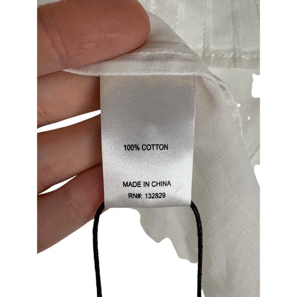 Helsa Voile Peasant Blouse Sheer Lace Puff Sleeve Boho Cottagecore Ivory Size XS - Picture 7 of 9